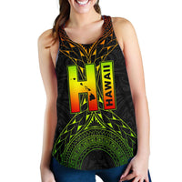 Hawaii Map Polynesian Women's Racerback Tank - Reggae Color Version - Polynesian Pride