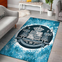 Hawaii Coat Of Arms Area Rug Discrete Style AH Black - Polynesian Pride