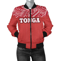 Tonga Women's Bomber Jacket - Polynesian Design Black - Polynesian Pride