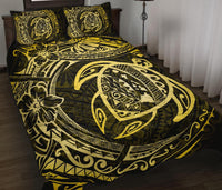 Hawaiian Map Turtle Polynesian Quilt Quilt Bedding Set Circle Yellow - Polynesian Pride