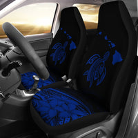 Hawaii Map Plumeria Polynesian Blue Turtle Car Set Covers - Polynesian Pride