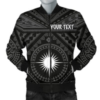 Marshall Personalised Men's Bomber Jacket - Marshall Seal With Polynesian Tattoo Style ( Black) Black - Polynesian Pride
