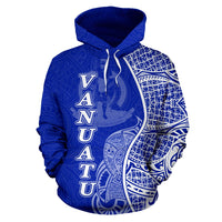 Vanuatu Polynesian Hoodie Coconut Tree Blue - Polynesian Pride