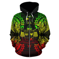 Fiji Polynesian All Over Zip up Hoodie Map Reggae - Polynesian Pride