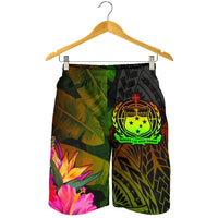 Samoa Polynesian Men's Shorts - Hibiscus and Banana Leaves - Polynesian Pride