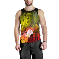 Custom Personalised Chuuk Men's Tank Top - Humpback Whale with Tropical Flowers (Yellow) - Polynesian Pride