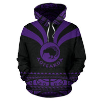 Maori Aotearoa Silver Fern Hoodie Violet Medal Version - Polynesian Pride