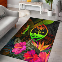 Guam Polynesian Area Rug - Hibiscus and Banana Leaves Reggae - Polynesian Pride