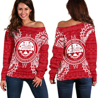 Federated States Of Micronesia Polynesian Shoulder Sweater Map Red White Red - Polynesian Pride
