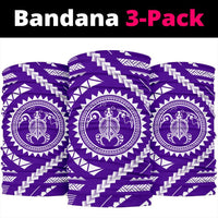 Hawaiian Turtle Map Purple Bandana 3 - Pack - Polynesian Pride