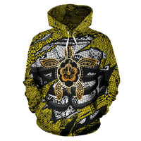 Hibiscus Polynesian Yellow Hawaii Turtle Hoodie - Polynesian Pride