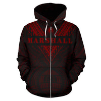 Marshall Islands All Over Zip up Hoodie Red Sailor Style - Polynesian Pride