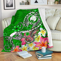 Pohnpei Premium Blanket - Turtle Plumeria (Green) - Polynesian Pride