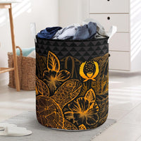 Pohnpei Laundry Basket - Polynesian Turtle Hibiscus Gold Laundry Basket One Size Gold - Polynesian Pride