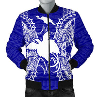 Papua New Guinea Polynesian Men's Bomber Jacket Map Blue Blue - Polynesian Pride