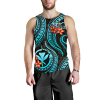 Polynesian Hawaii Men Tank Top - Turquoise Plumeria - Polynesian Pride