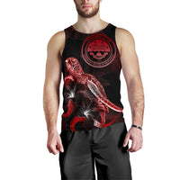 Federated States of Micronesia Men Tank Top - Turtle With Blooming Hibiscus Red - Polynesian Pride
