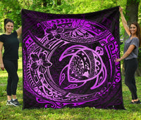 Hawaiian Turtle Polynesian Purple Premium Quilt Purple - Polynesian Pride
