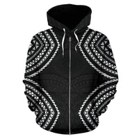 Pohnpei Zip up Hoodie Micronesia Black Warrior Style - Polynesian Pride