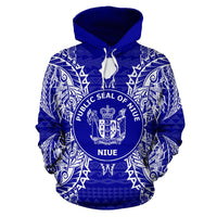 Niue Polynesian ll Over Hoodie Map Blue - Polynesian Pride