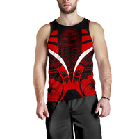 Polynesian Tattoo Men Tank Top Hibiscus Red K9 Red - Polynesian Pride