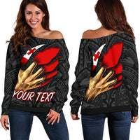 Tonga Personalised Women's Off Shoulder Sweater - Tonga In Me (Black) - Polynesian Pride