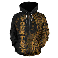 Cook Islands Polynesian Custom Zip up Hoodie Coconut Gold - Polynesian Pride