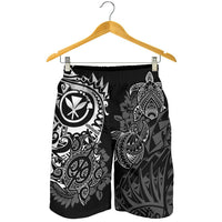 Polynesian Hawaii (Kanaka Maoli) Men's Short - White Turtle Hibiscus Flowing - Polynesian Pride