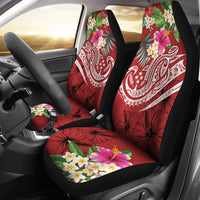 Kosrae Polynesian Car Seat Covers - Summer Plumeria (Red) Universal Fit Red - Polynesian Pride