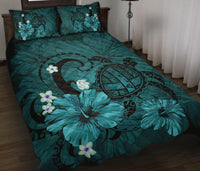 Hawaii Turtle Poly Tribal Quilt Bed Set - Turquoise - Polynesian Pride