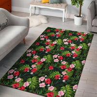 Tropical Flower Mix Rug Black - Polynesian Pride