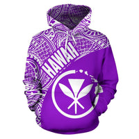 Hawai Hoodie Hawaii Kanaka Maoli Polynesian Tattoo Purple White Version - Polynesian Pride