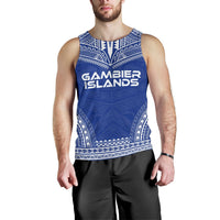 Gambier Islands Men's Tank Top - Polynesian Chief Flag Version Blue - Polynesian Pride