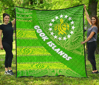 Cook Islands Premium Quilt Polynesian Victorian Vibes Green - Polynesian Pride