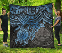 Federated States Of Micronesia Premium Quilt - Federated States Of Micronesia Seal & Blue Turtle Hibiscus - Polynesian Pride