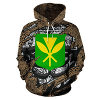 Polynesian Kanaka Maoli Map of Hawaii Hoodie Gold - Polynesian Pride