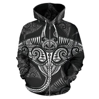 American Samoa Manta Ray Fish All Over Zip up Hoodie - Polynesian Pride