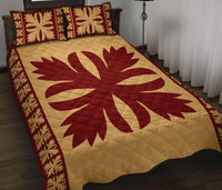 Hawaiian Quilt Pattern Flower Hula Quilt Bed Set - Polynesian Pride
