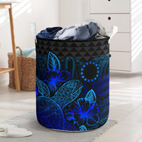 Cook Islands Laundry Basket - Polynesian Turtle Hibiscus Blue Laundry Basket One Size Blue - Polynesian Pride