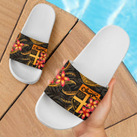 Fiji Slide Sandals - Gold Plumeria - Polynesian Pride
