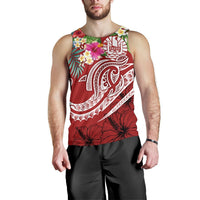 Tahiti Polynesian Men's Tank Top - Summer Plumeria (Red) - Polynesian Pride