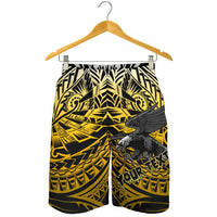Samoa Polynesian Custom Personalised Men's Shorts - Eagle Tribal Pattern Yellow - Polynesian Pride