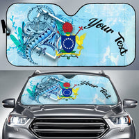 Cook Islands Auto Sun Shades - Custom Personalised Polynesian Turtle Under The Sea Auto Sun Shade - Cook Islands Universal Fit Blue - Polynesian Pride