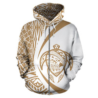 Polynesian Turtle Map of Hawaii Zip Hoodie Circle Style - Polynesian Pride