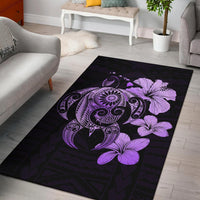 Hibiscus Plumeria Mix Polynesian Turtle Area Rug AH Rug Violet - Polynesian Pride