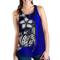 Pohnpei Micronesia Women's Racerback Tank Blue - Turtle With Hook - Polynesian Pride