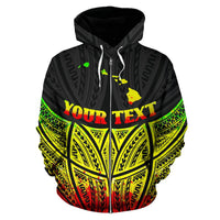 Hawaii Polynesian Custom Zip up Hoodie Reggae Pride Map and Seal - Polynesian Pride