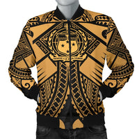 Samoa Polynesian Men's Bomber Jacket - Samoa Gold Seal with Polynesian Tattoo Gold - Polynesian Pride