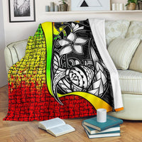 Pohnpei Micronesia Premium Blanket Reggae - Turtle With Hook White - Polynesian Pride