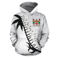 Fiji Tapa Hoodie Fiji Coat of Arms Cibi War Dance White - Polynesian Pride